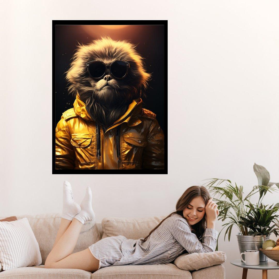 Coole Katze in Gelb 30x40 cm / 12x16″ / Poster auf halbmattem Papier