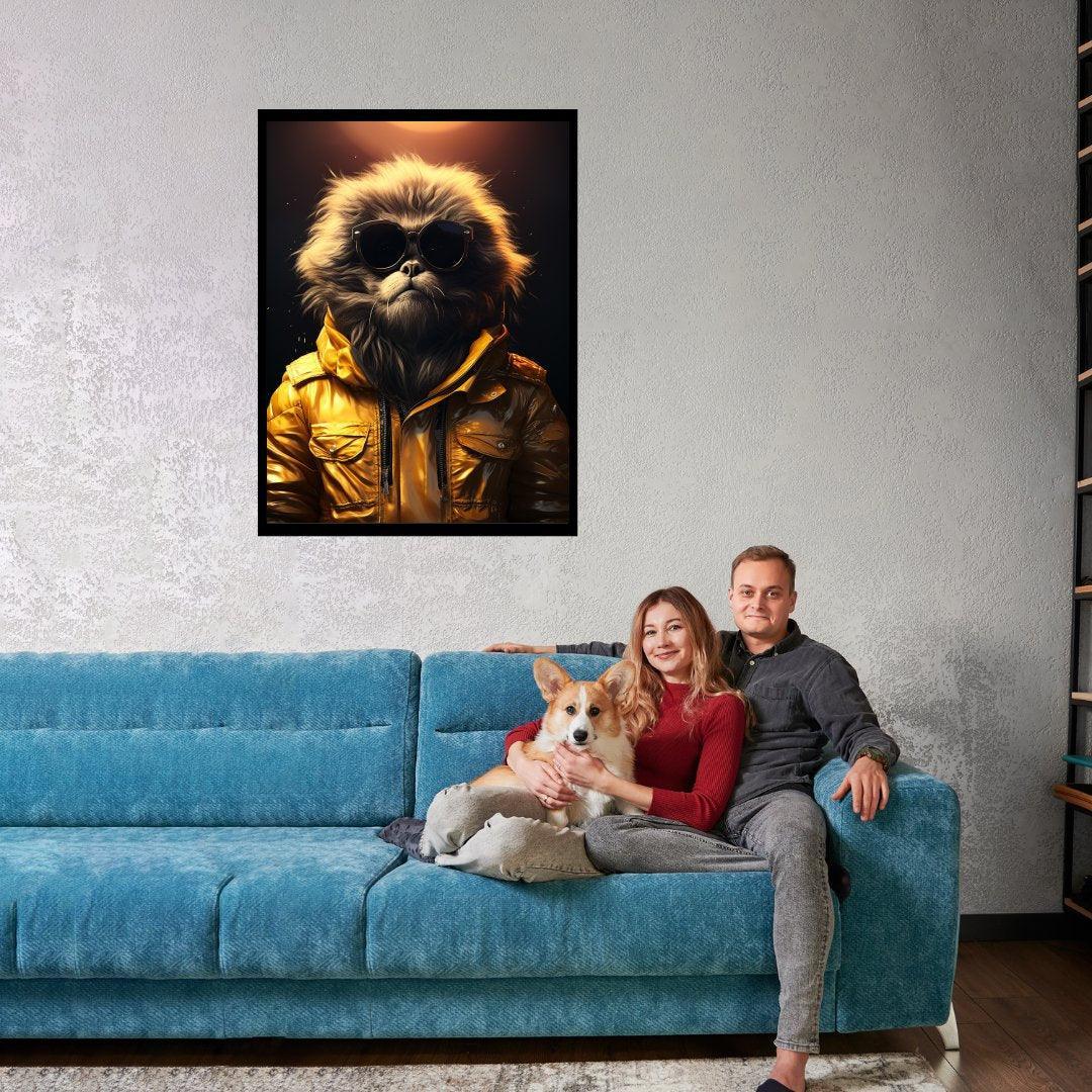 Coole Katze in Gelb 30x40 cm / 12x16″ / Poster auf halbmattem Papier