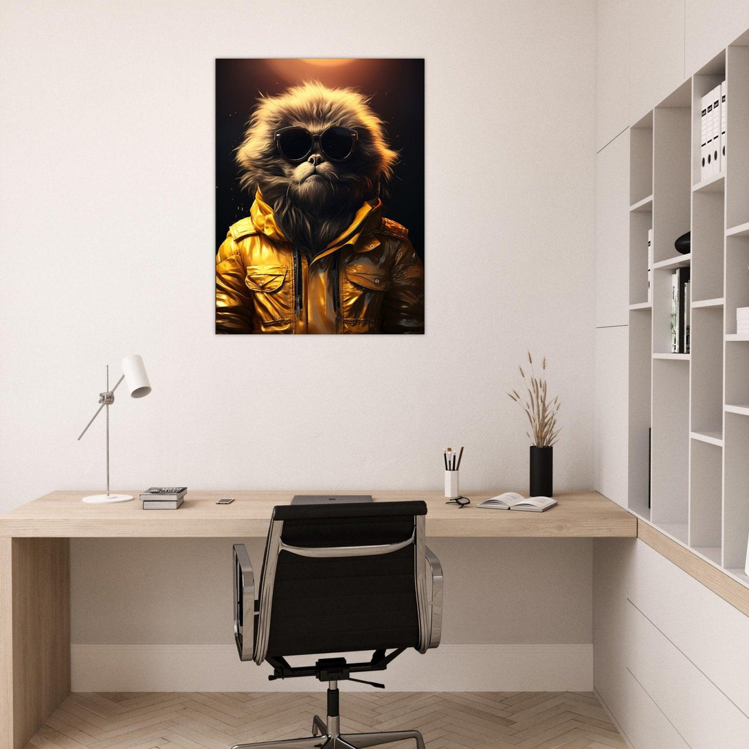 Coole Katze in Gelb 30x40 cm / 12x16″ / Poster auf halbmattem Papier