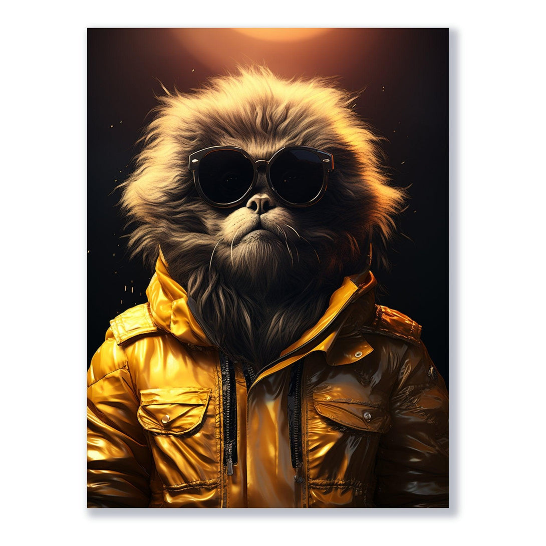 Coole Katze in Gelb 30x40 cm / 12x16″ / Poster auf halbmattem Papier