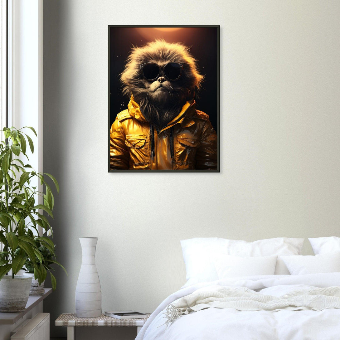 Coole Katze in Gelb 30x40 cm / 12x16″ / Poster auf halbmattem Papier