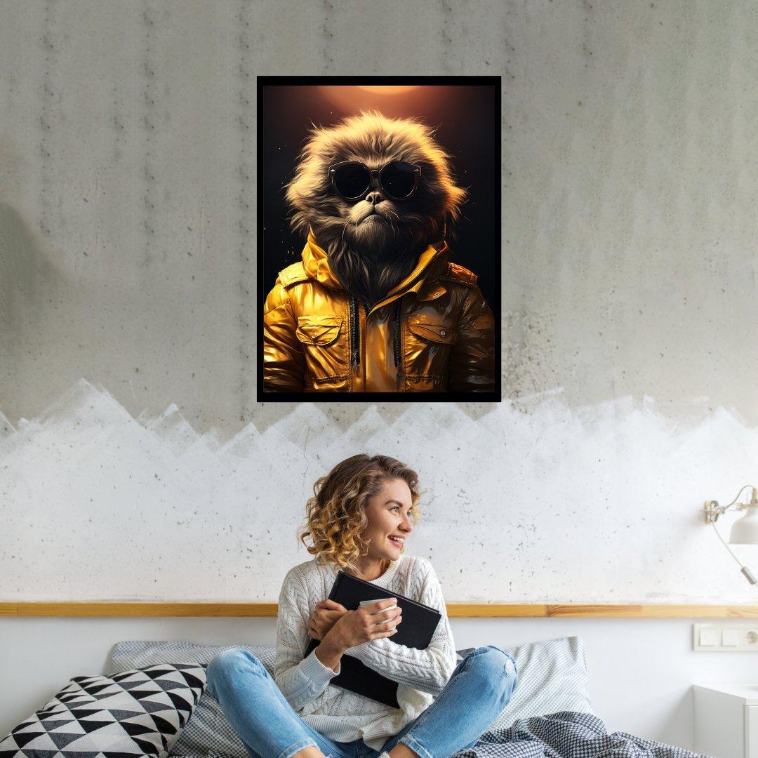 Coole Katze in Gelb 30x40 cm / 12x16″ / Poster auf halbmattem Papier