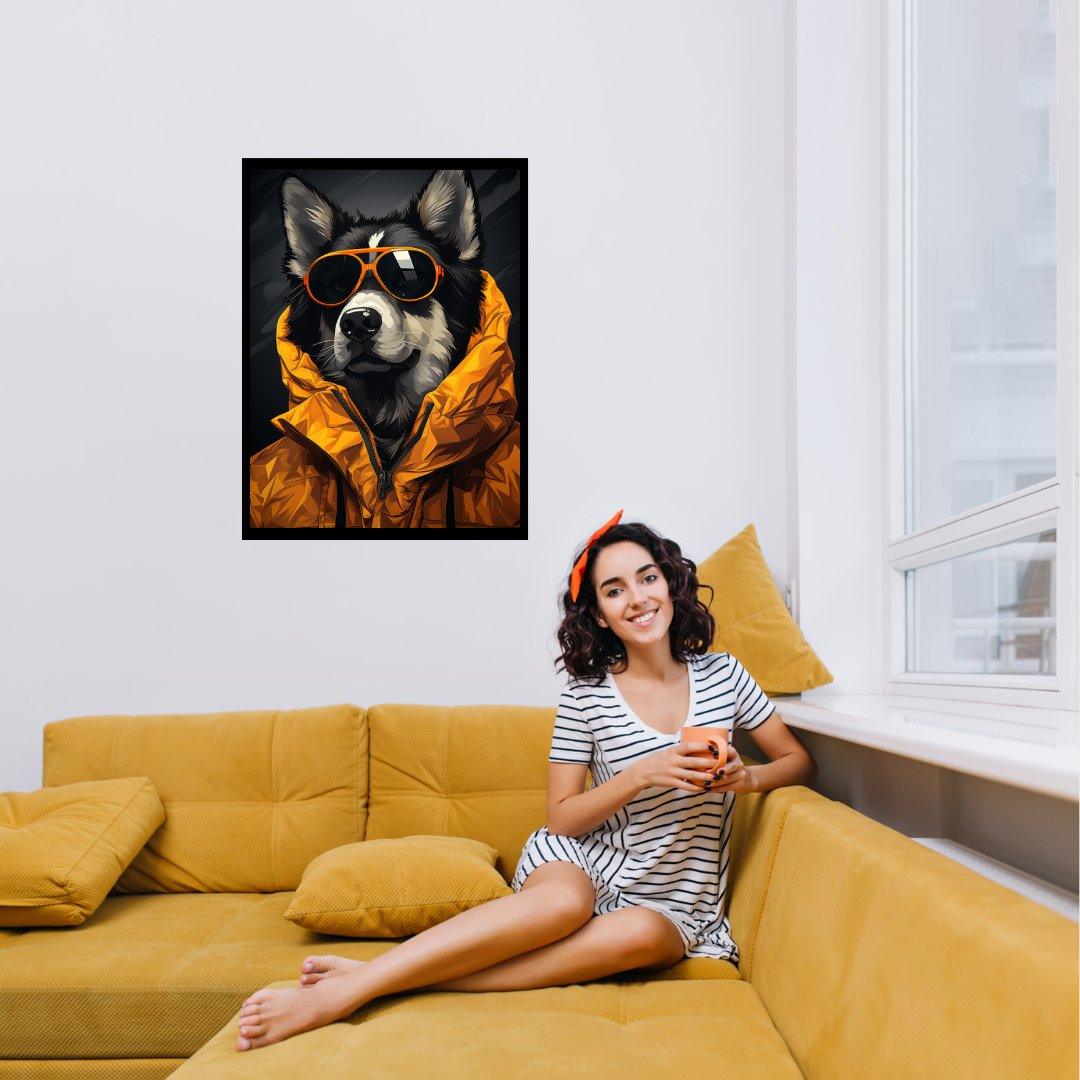 Cooler Hund mit brille 30x40 cm / 12x16″ / Poster auf halbmattem Papier
