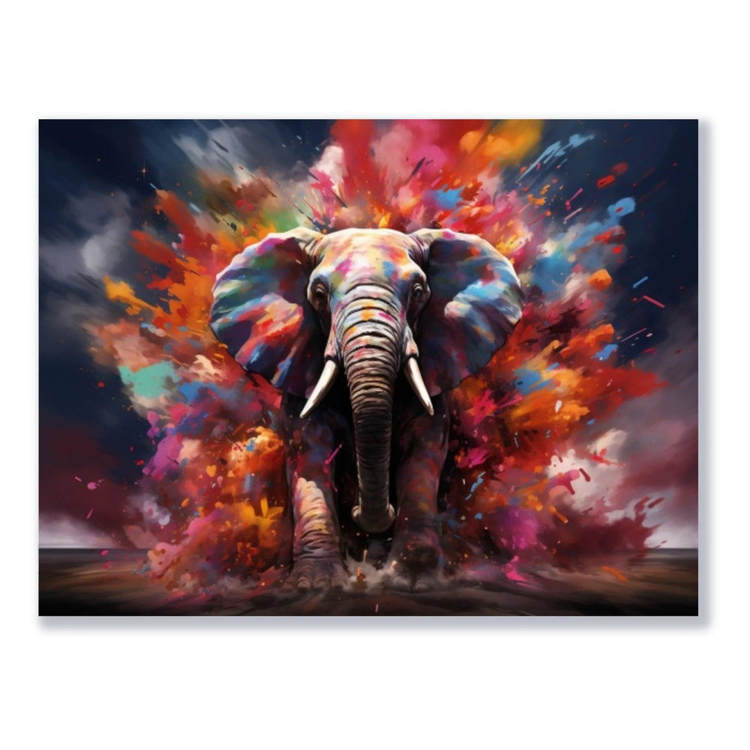 Wandbild Elefant in explodierenden Farben freigestellt