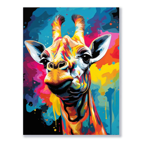 Wandbild Elegante Popart Giraffe freigestellt