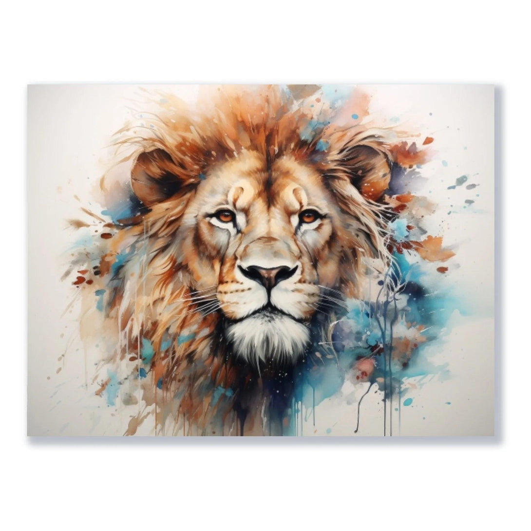 Wandbild Farbenfrohes Löwen Aquarell freigestellt