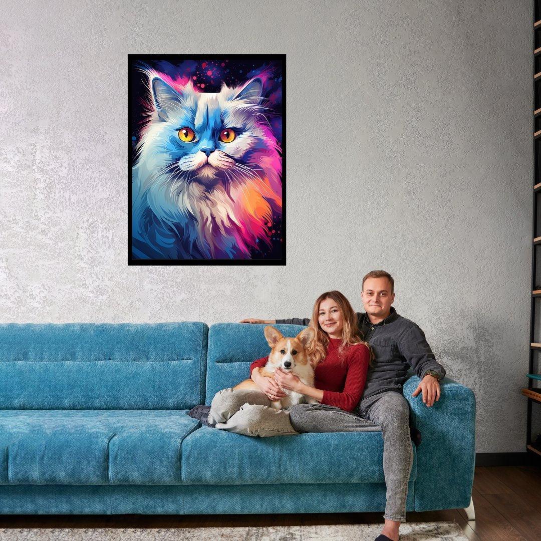 Farbenprächtige Katze 30x40 cm / 12x16″ / Poster auf halbmattem Papier