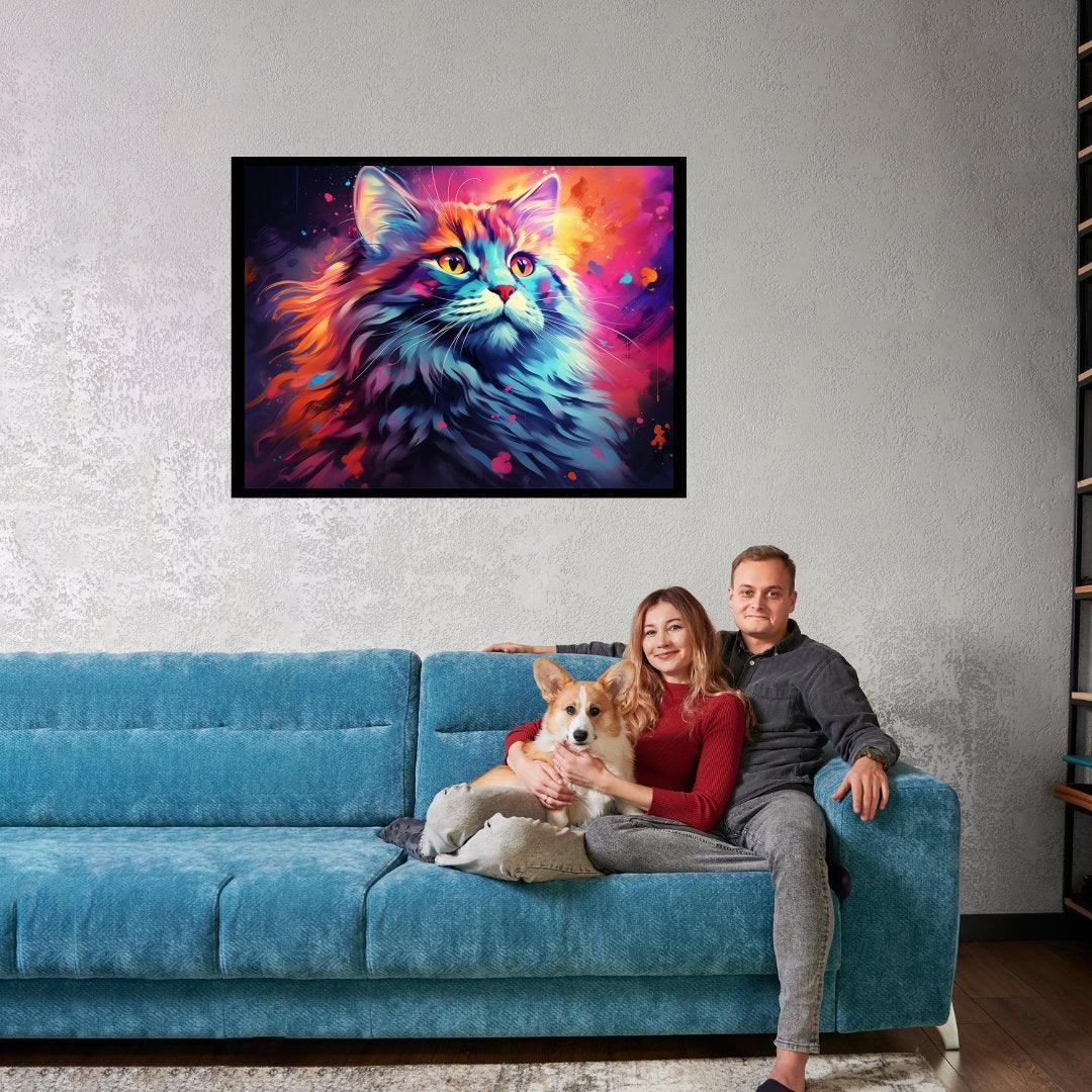Farbexplosion-Katze 30x40 cm / 12x16″ / Poster auf halbmattem Papier