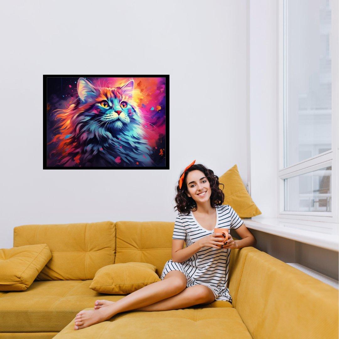 Farbexplosion-Katze 30x40 cm / 12x16″ / Poster auf halbmattem Papier