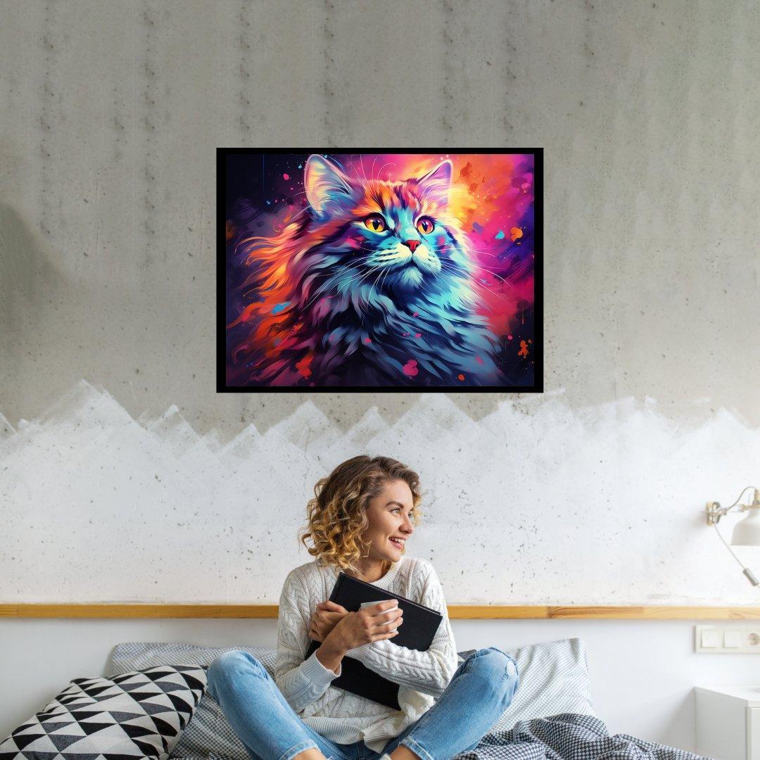 Farbexplosion-Katze 30x40 cm / 12x16″ / Poster auf halbmattem Papier