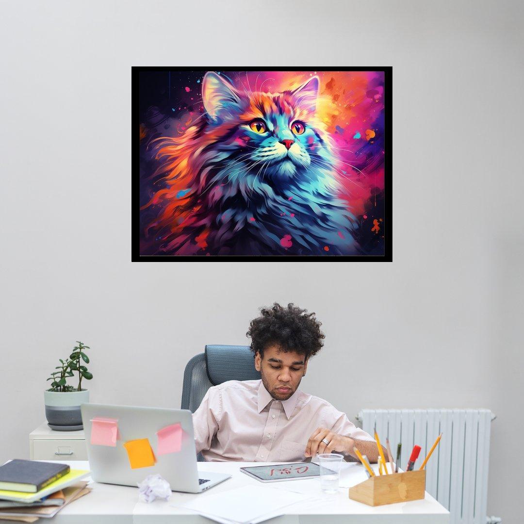 Farbexplosion-Katze 30x40 cm / 12x16″ / Poster auf halbmattem Papier