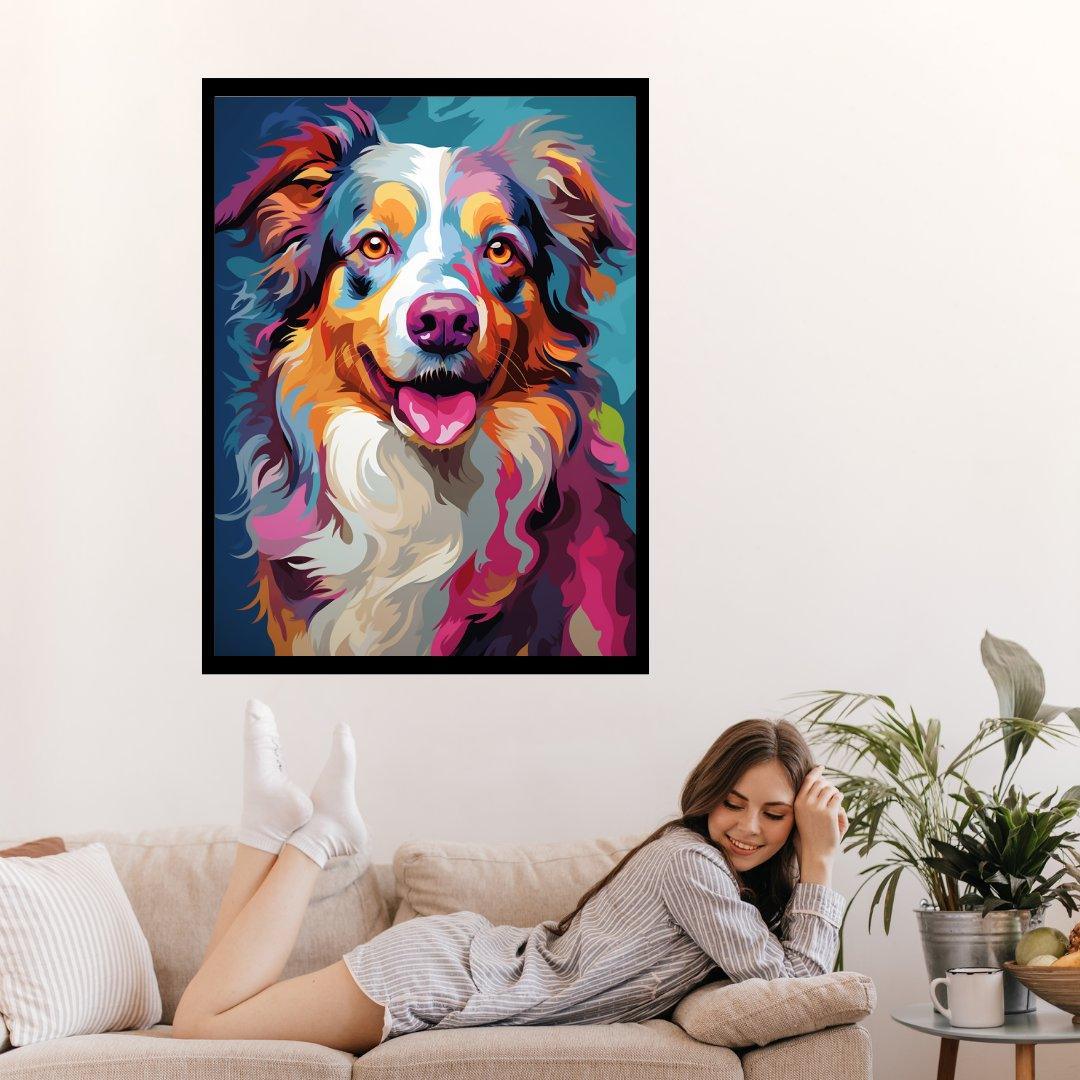 Farbfroher Aussie 30x40 cm / 12x16″ / Poster auf halbmattem Papier