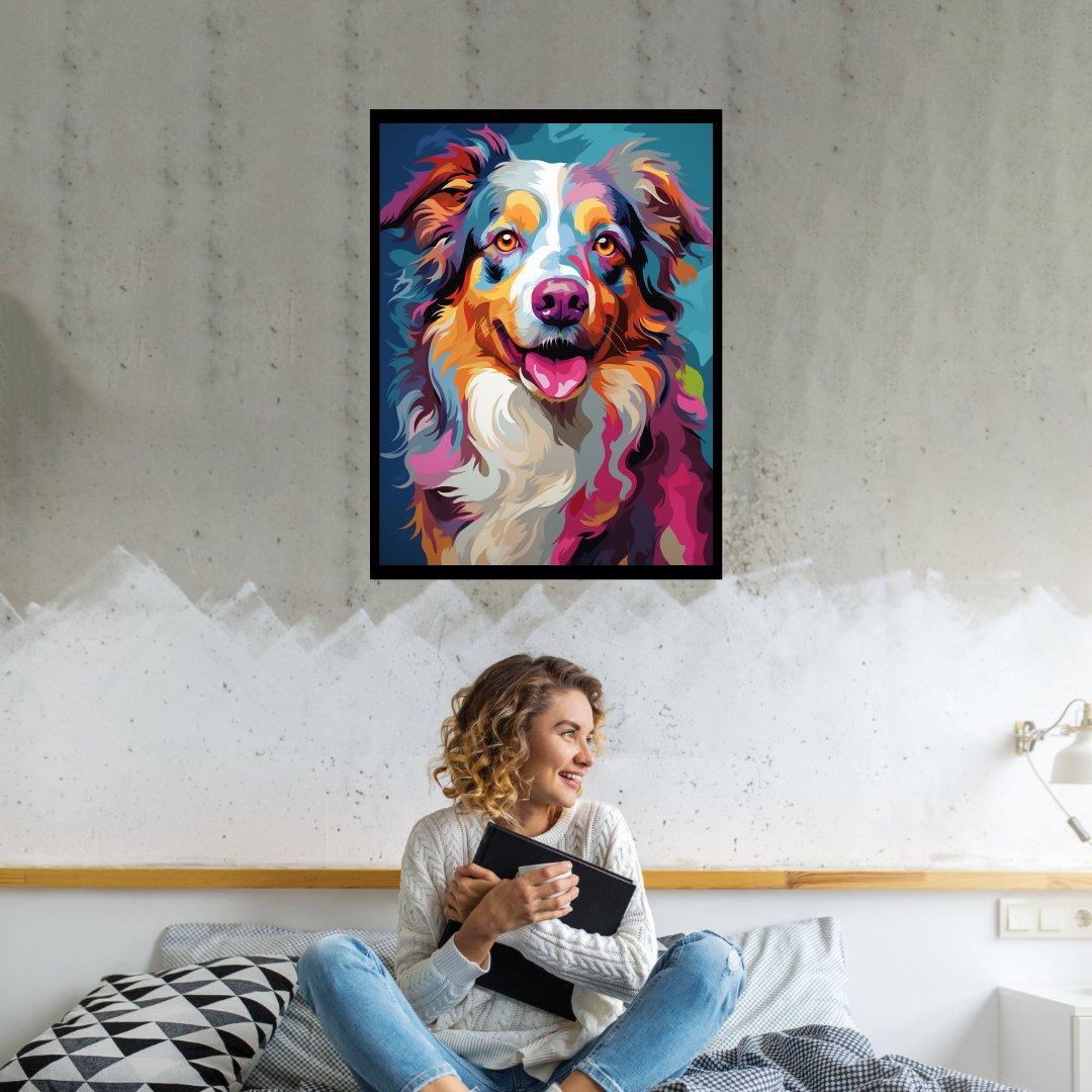 Farbfroher Aussie 30x40 cm / 12x16″ / Poster auf halbmattem Papier