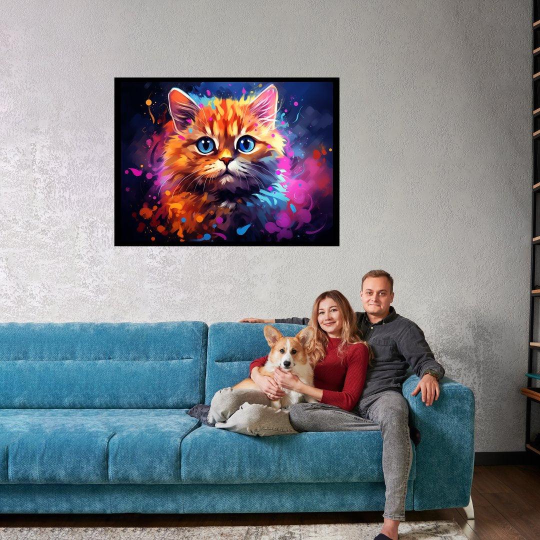 Farbiges Kätzchen 30x40 cm / 12x16″ / Poster auf halbmattem Papier