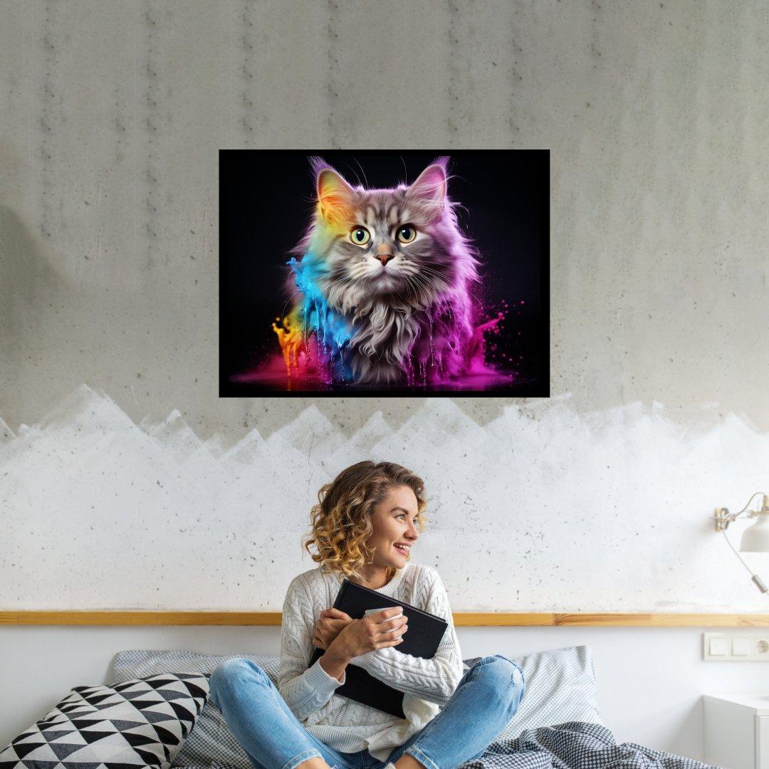Farbschleier-Katze 30x40 cm / 12x16″ / Poster auf halbmattem Papier