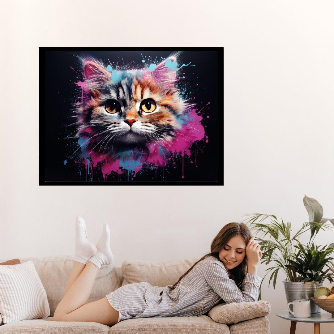 Farbsiges Katzenporträt 30x40 cm / 12x16″ / Poster auf halbmattem Papier