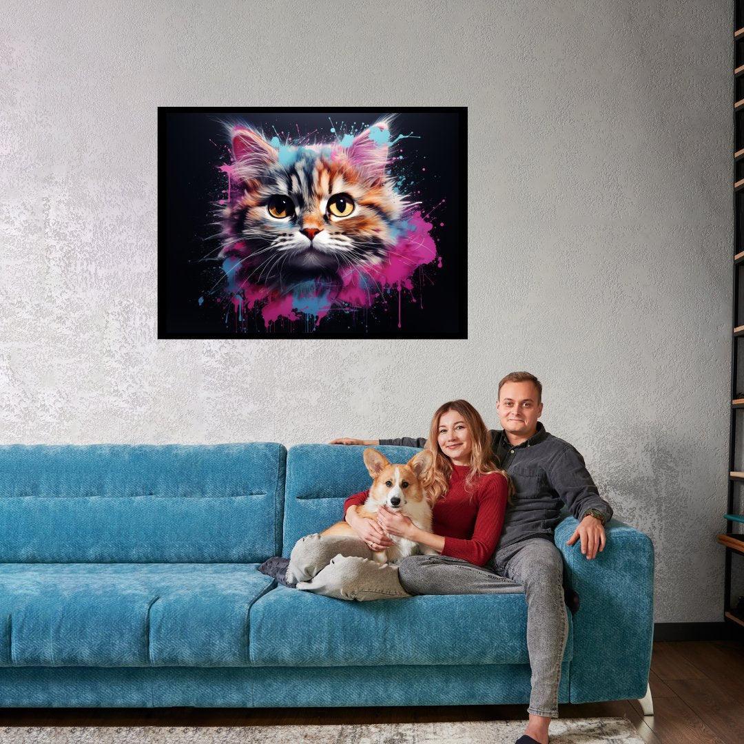 Farbsiges Katzenporträt 30x40 cm / 12x16″ / Poster auf halbmattem Papier
