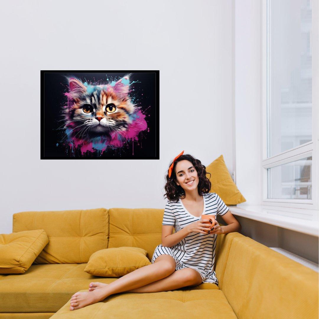 Farbsiges Katzenporträt 30x40 cm / 12x16″ / Poster auf halbmattem Papier