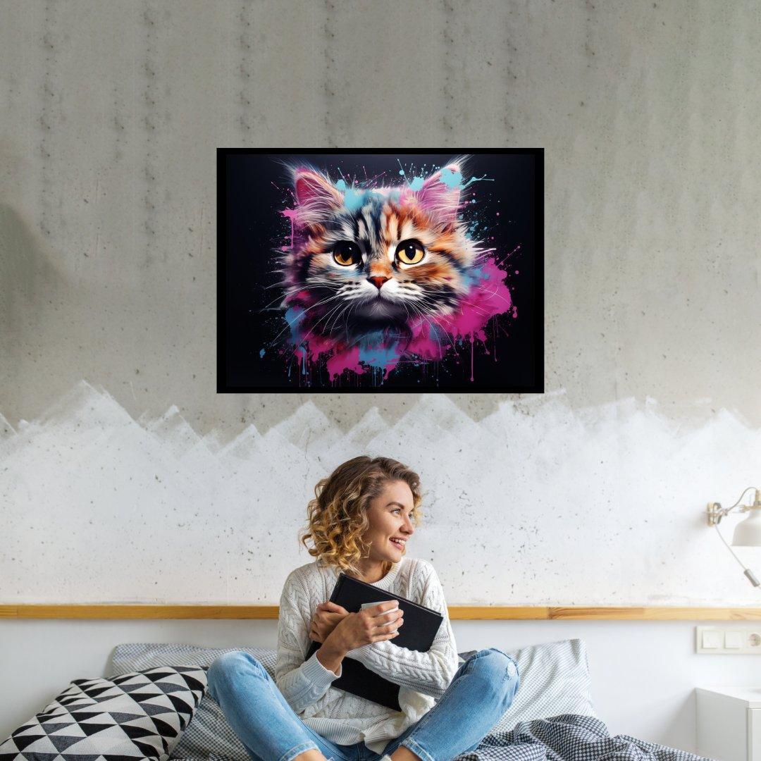Farbsiges Katzenporträt 30x40 cm / 12x16″ / Poster auf halbmattem Papier