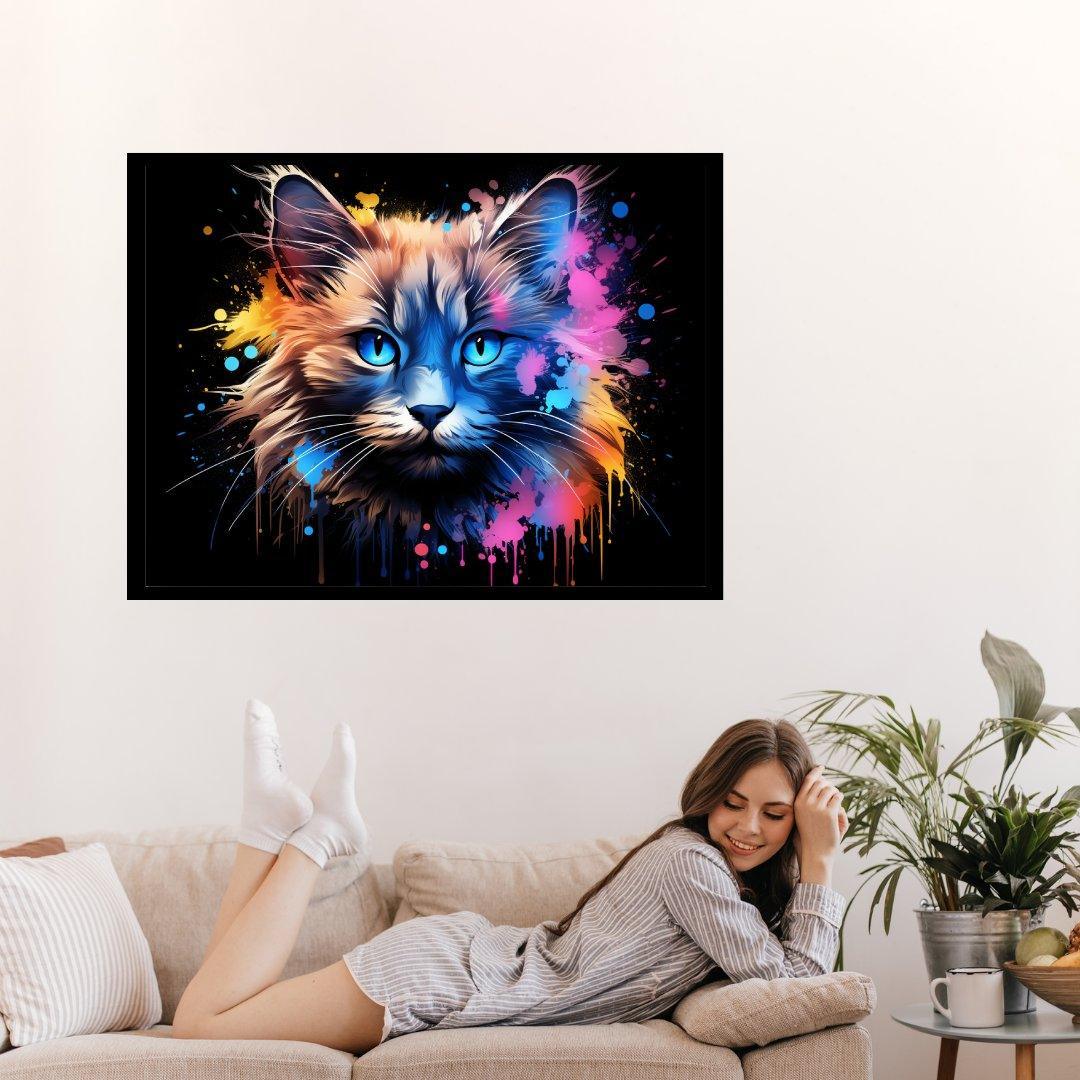 Farbsplash-Katze 30x40 cm / 12x16″ / Poster auf halbmattem Papier