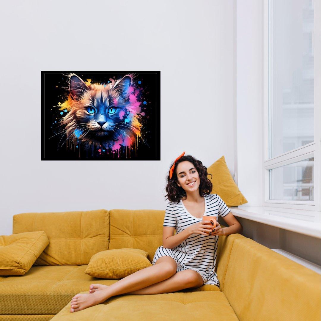 Farbsplash-Katze 30x40 cm / 12x16″ / Poster auf halbmattem Papier