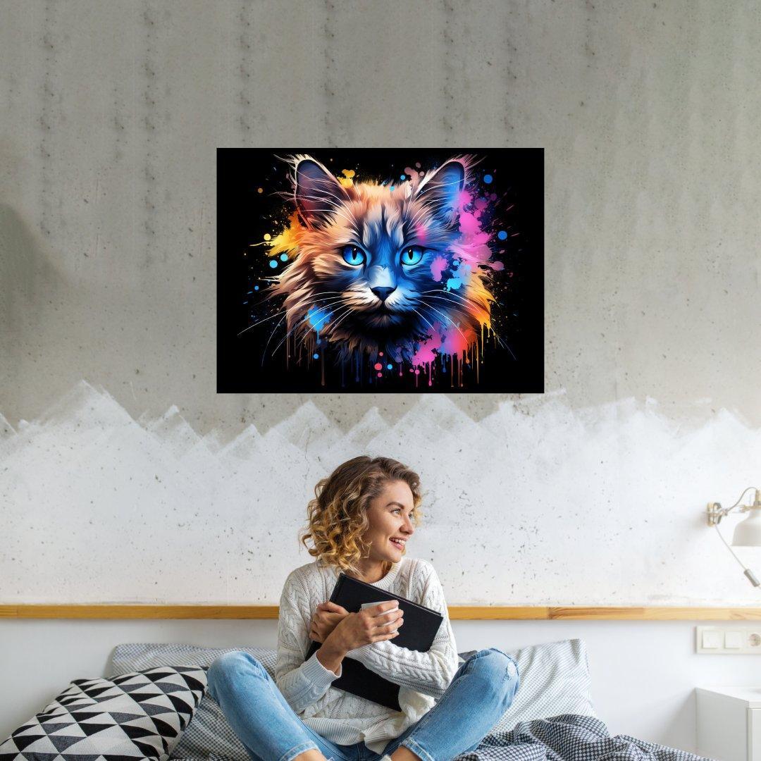Farbsplash-Katze 30x40 cm / 12x16″ / Poster auf halbmattem Papier