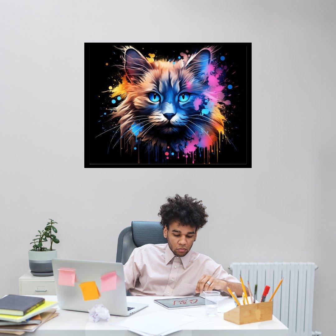Farbsplash-Katze 30x40 cm / 12x16″ / Poster auf halbmattem Papier