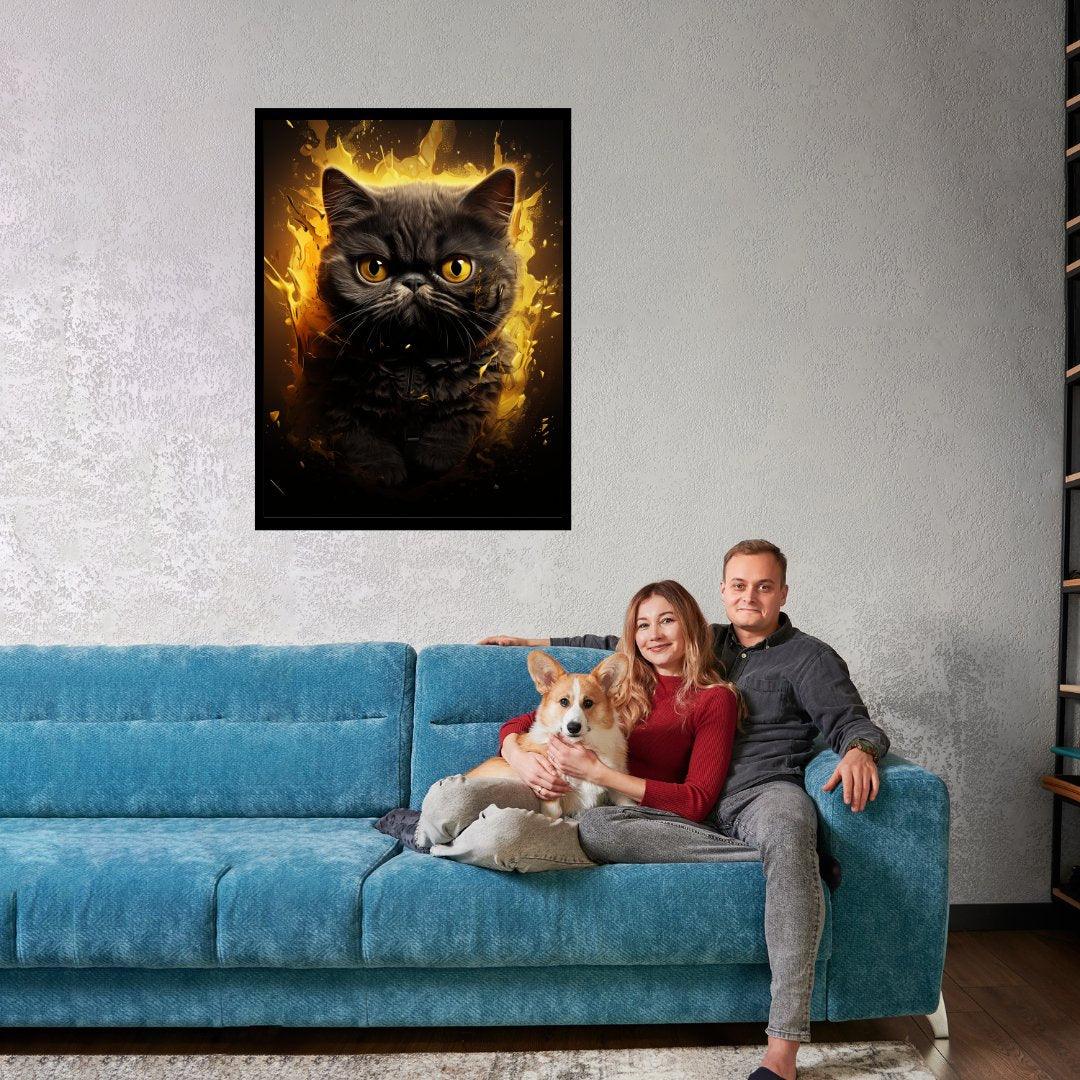 Feurige Katzenaura 30x40 cm / 12x16″ / Poster auf halbmattem Papier