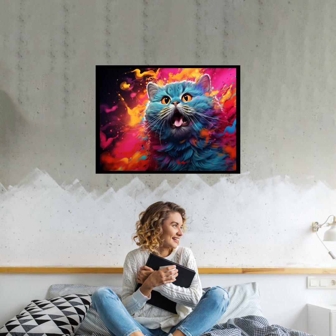 Flammendes Katzenwunder 30x40 cm / 12x16″ / Poster auf halbmattem Papier
