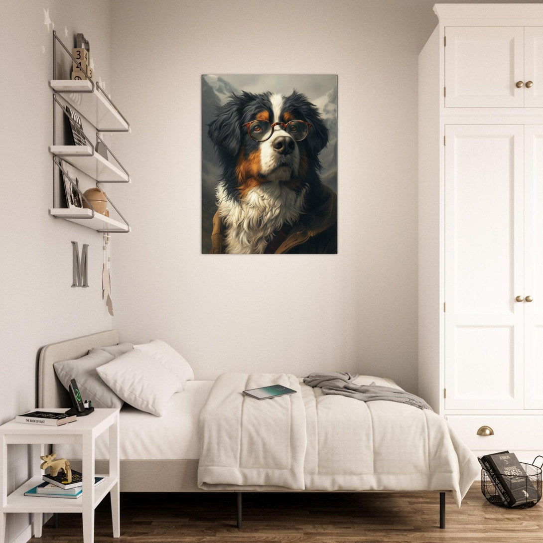 Gelehrter Hund mit Brille 30x40 cm / 12x16″ / Poster auf halbmattem Papier