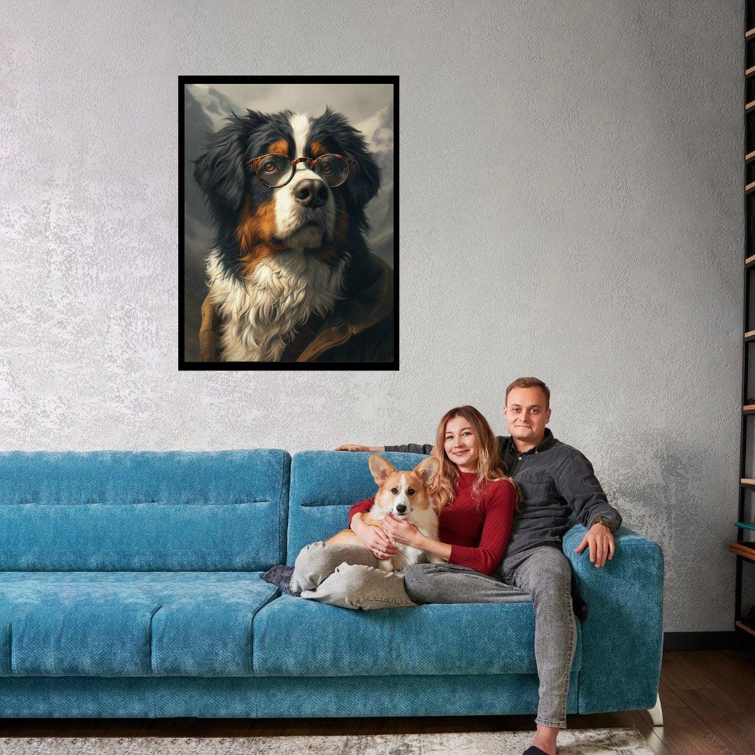 Gelehrter Hund mit Brille 30x40 cm / 12x16″ / Poster auf halbmattem Papier