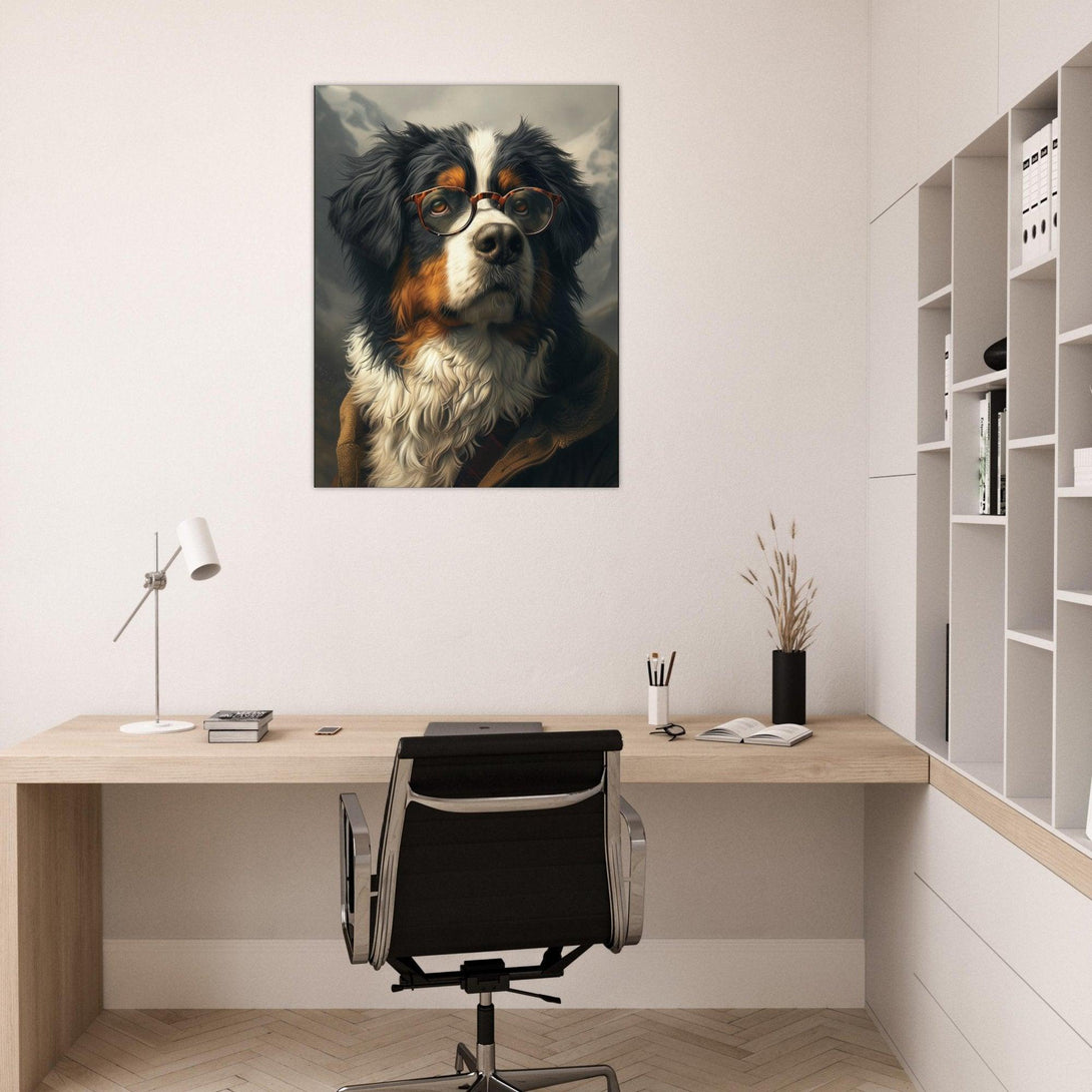Gelehrter Hund mit Brille 30x40 cm / 12x16″ / Poster auf halbmattem Papier