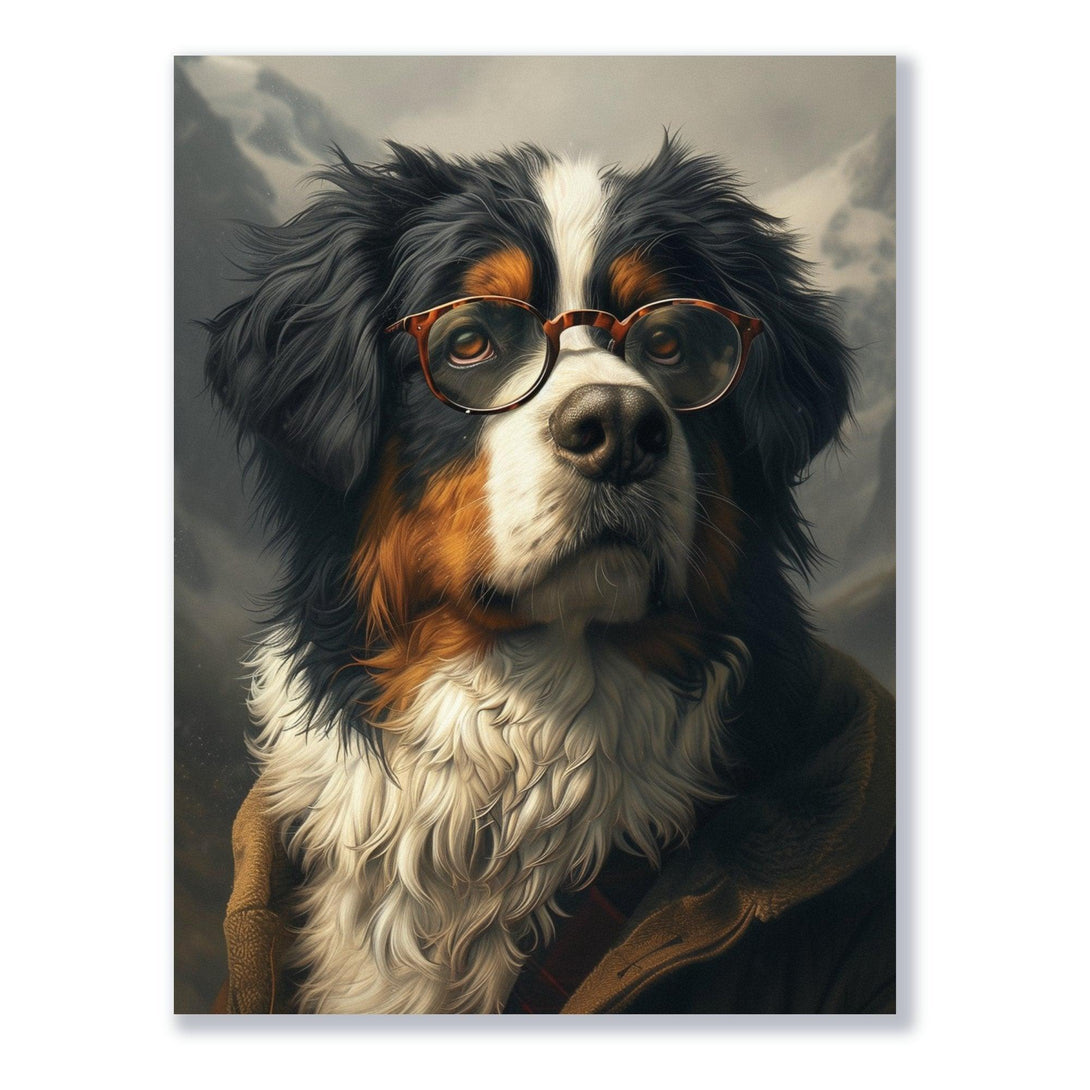 Gelehrter Hund mit Brille 30x40 cm / 12x16″ / Poster auf halbmattem Papier