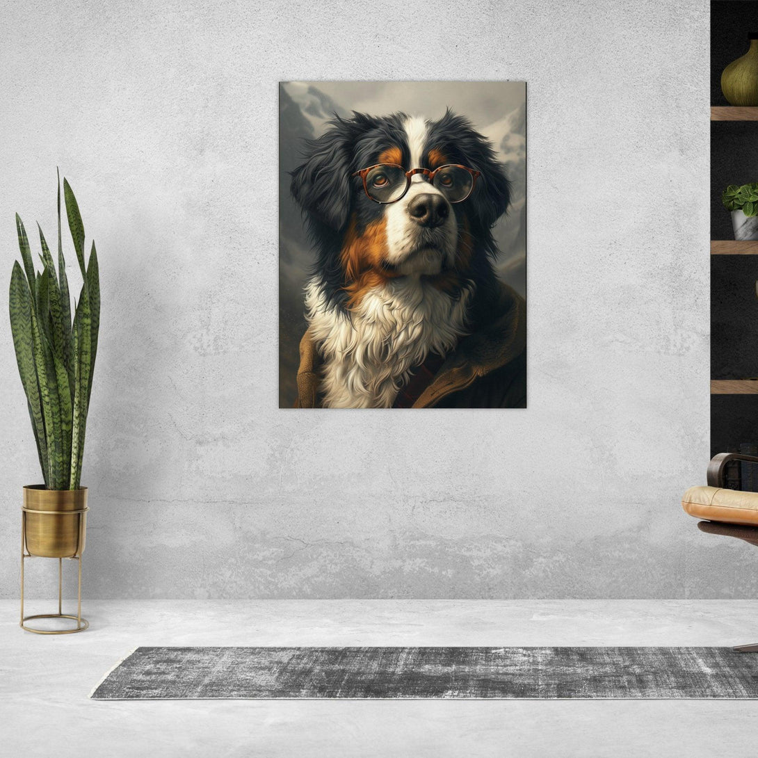 Gelehrter Hund mit Brille 30x40 cm / 12x16″ / Poster auf halbmattem Papier