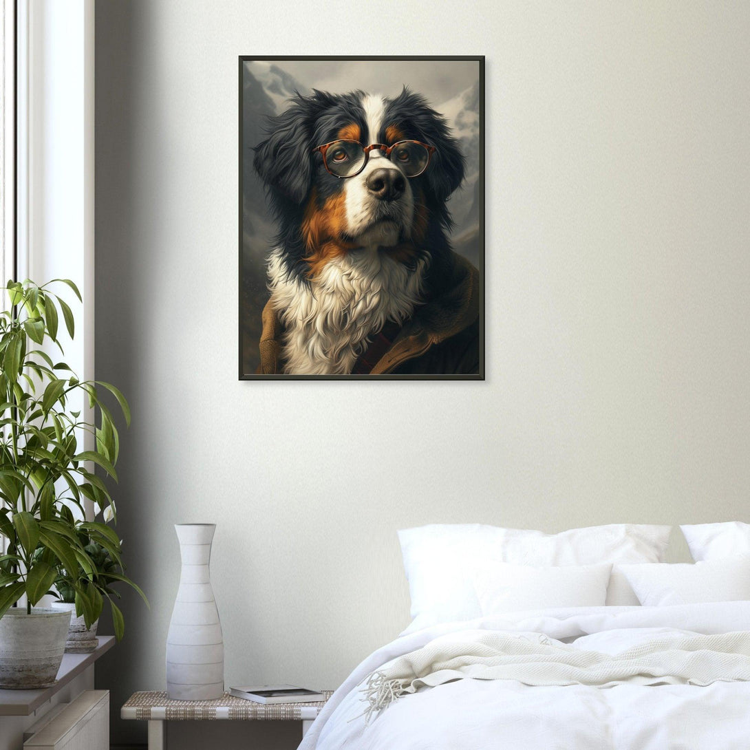Gelehrter Hund mit Brille 30x40 cm / 12x16″ / Poster auf halbmattem Papier