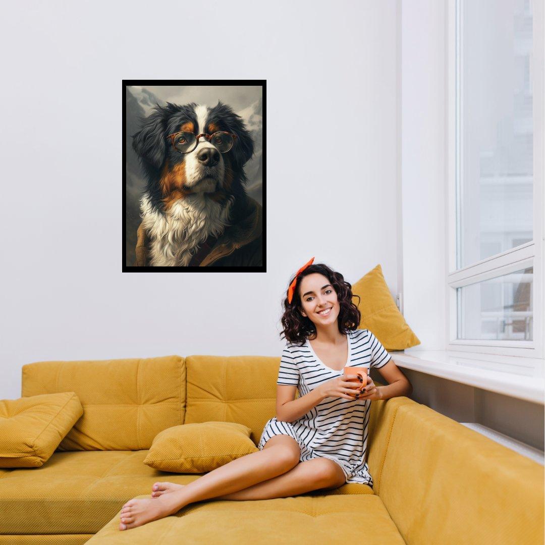 Gelehrter Hund mit Brille 30x40 cm / 12x16″ / Poster auf halbmattem Papier