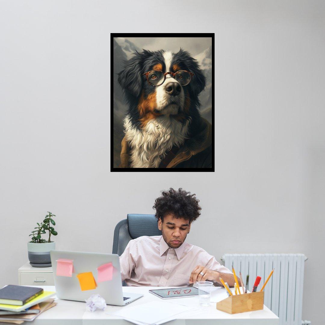 Gelehrter Hund mit Brille 30x40 cm / 12x16″ / Poster auf halbmattem Papier
