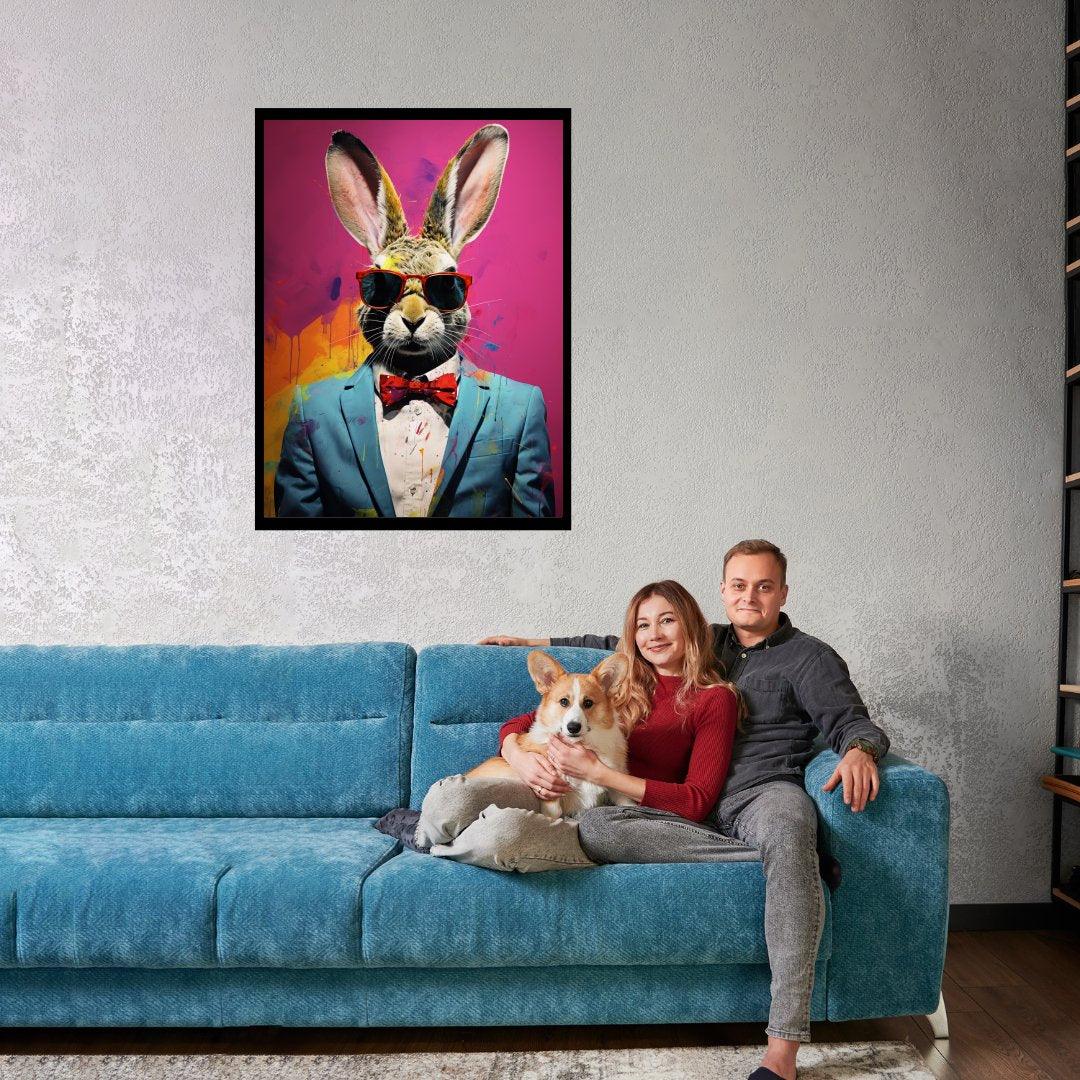 Hipster-Hase 30x40 cm / 12x16″ / Poster auf halbmattem Papier