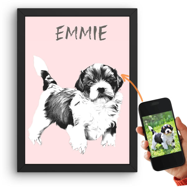 Hundeportrait in Line Art nach Fotovorlage