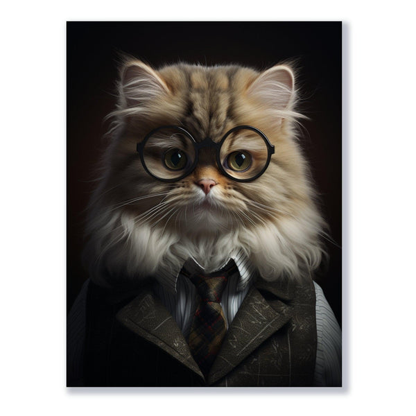 Intellektuelle Katze 30x40 cm / 12x16″ / Poster auf halbmattem Papier