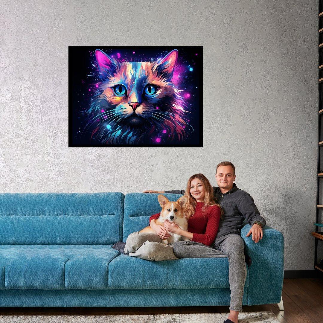 Kosmisches Katzenporträt 30x40 cm / 12x16″ / Poster auf halbmattem Papier