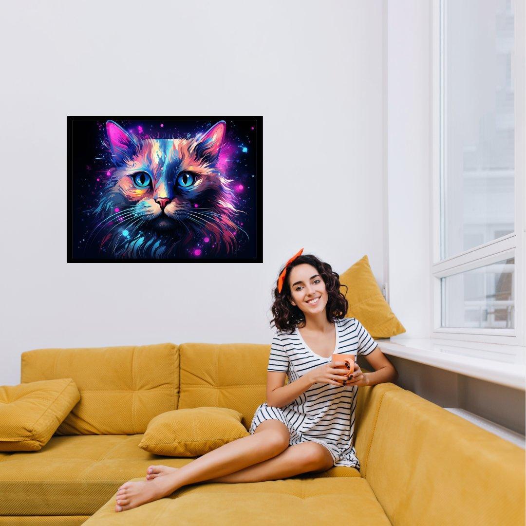 Kosmisches Katzenporträt 30x40 cm / 12x16″ / Poster auf halbmattem Papier