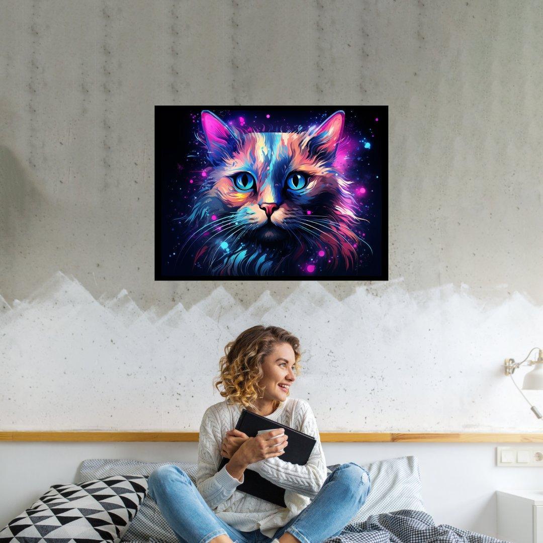 Kosmisches Katzenporträt 30x40 cm / 12x16″ / Poster auf halbmattem Papier