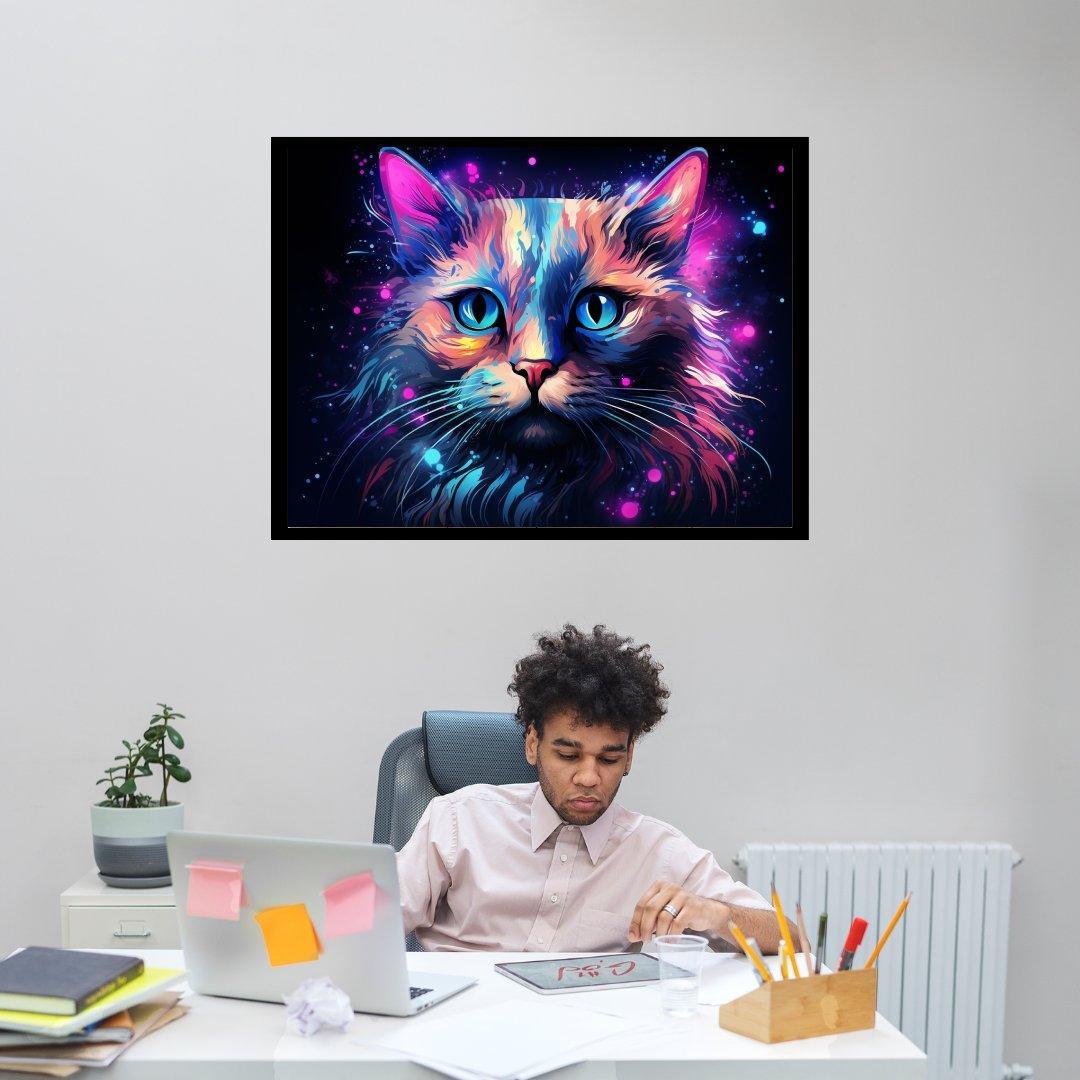 Kosmisches Katzenporträt 30x40 cm / 12x16″ / Poster auf halbmattem Papier