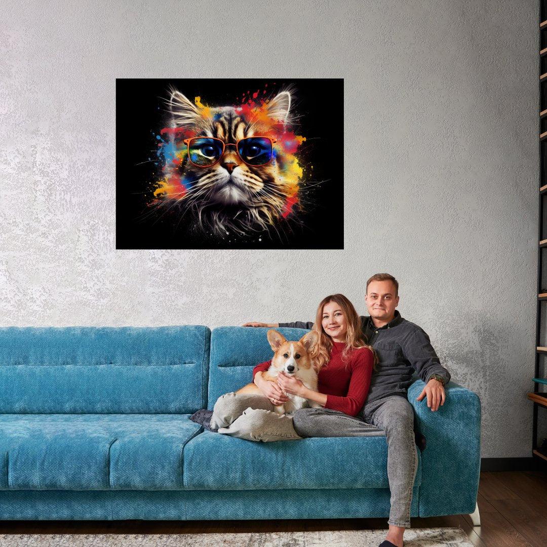 Kunstvolle Farbkatze 30x40 cm / 12x16″ / Poster auf halbmattem Papier