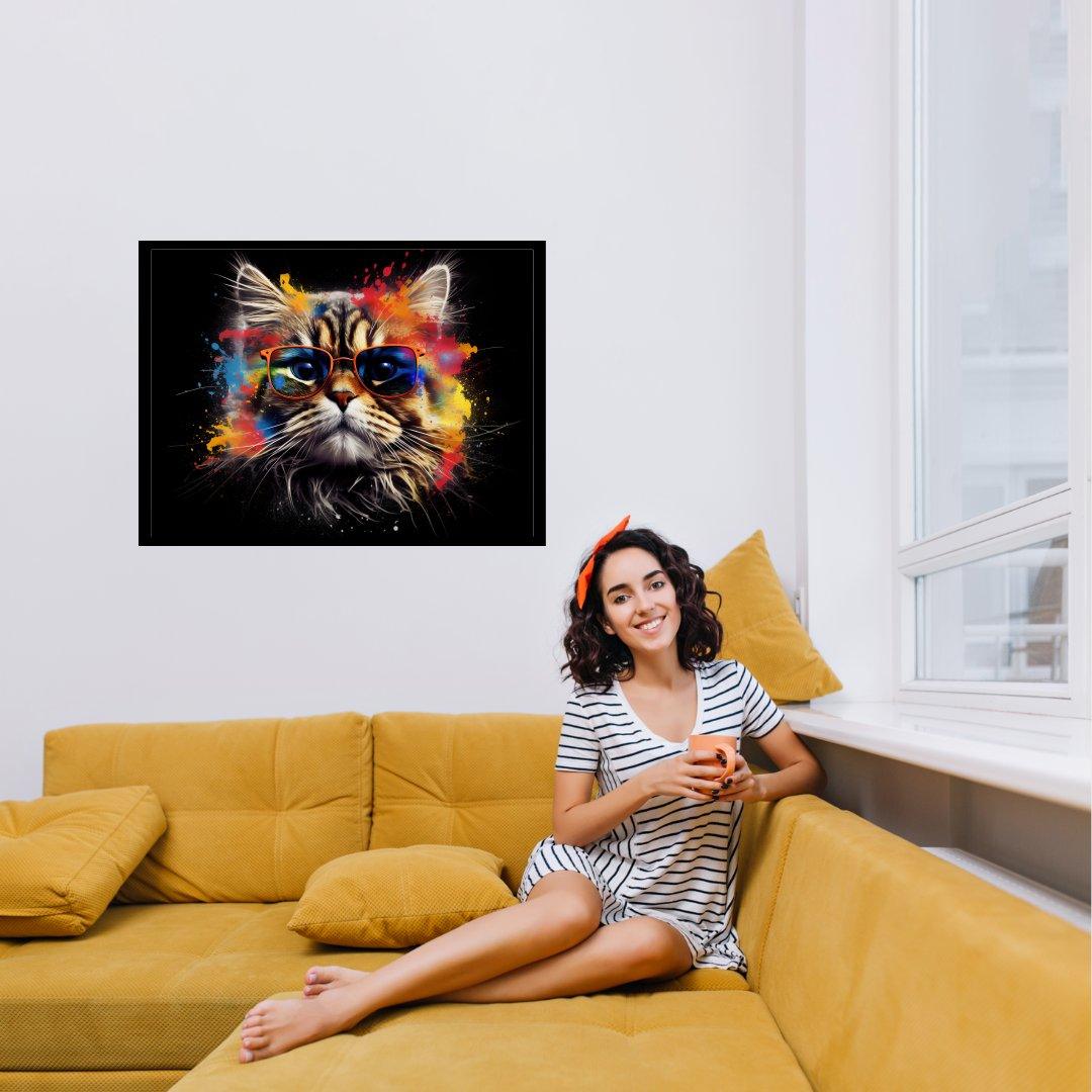 Kunstvolle Farbkatze 30x40 cm / 12x16″ / Poster auf halbmattem Papier