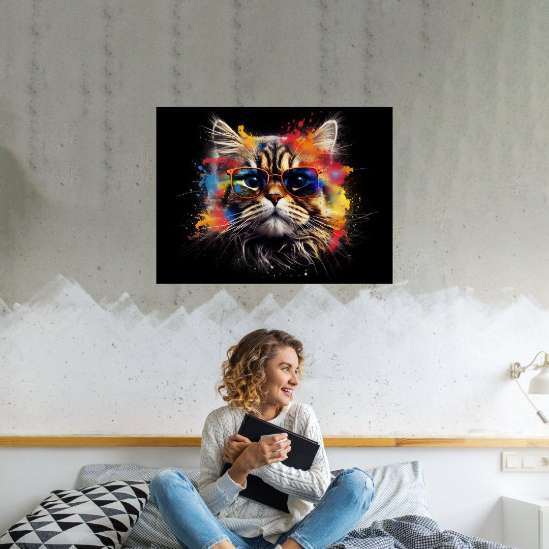Kunstvolle Farbkatze 30x40 cm / 12x16″ / Poster auf halbmattem Papier