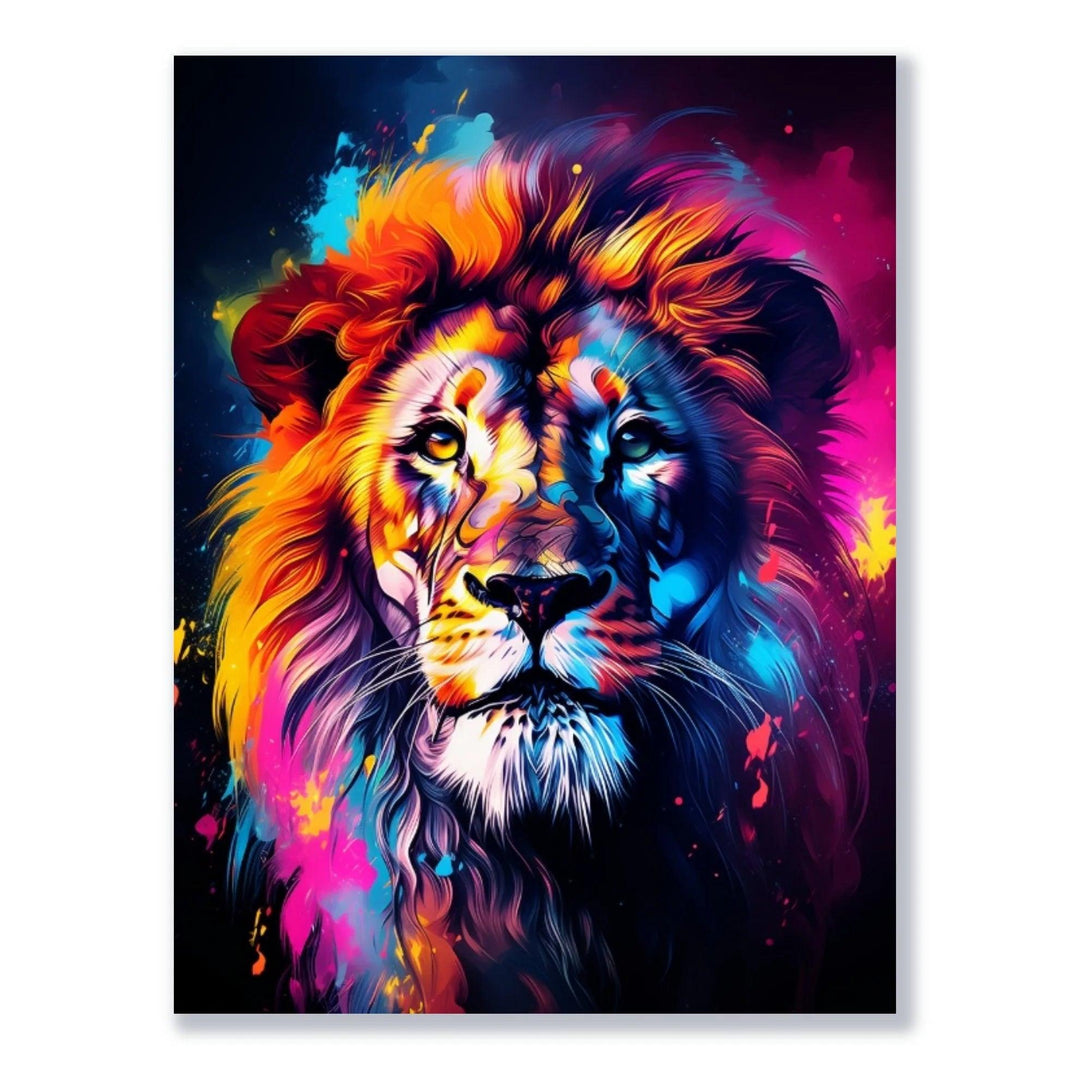 Wandbild Lebendiger Farben Löwe freigestellt