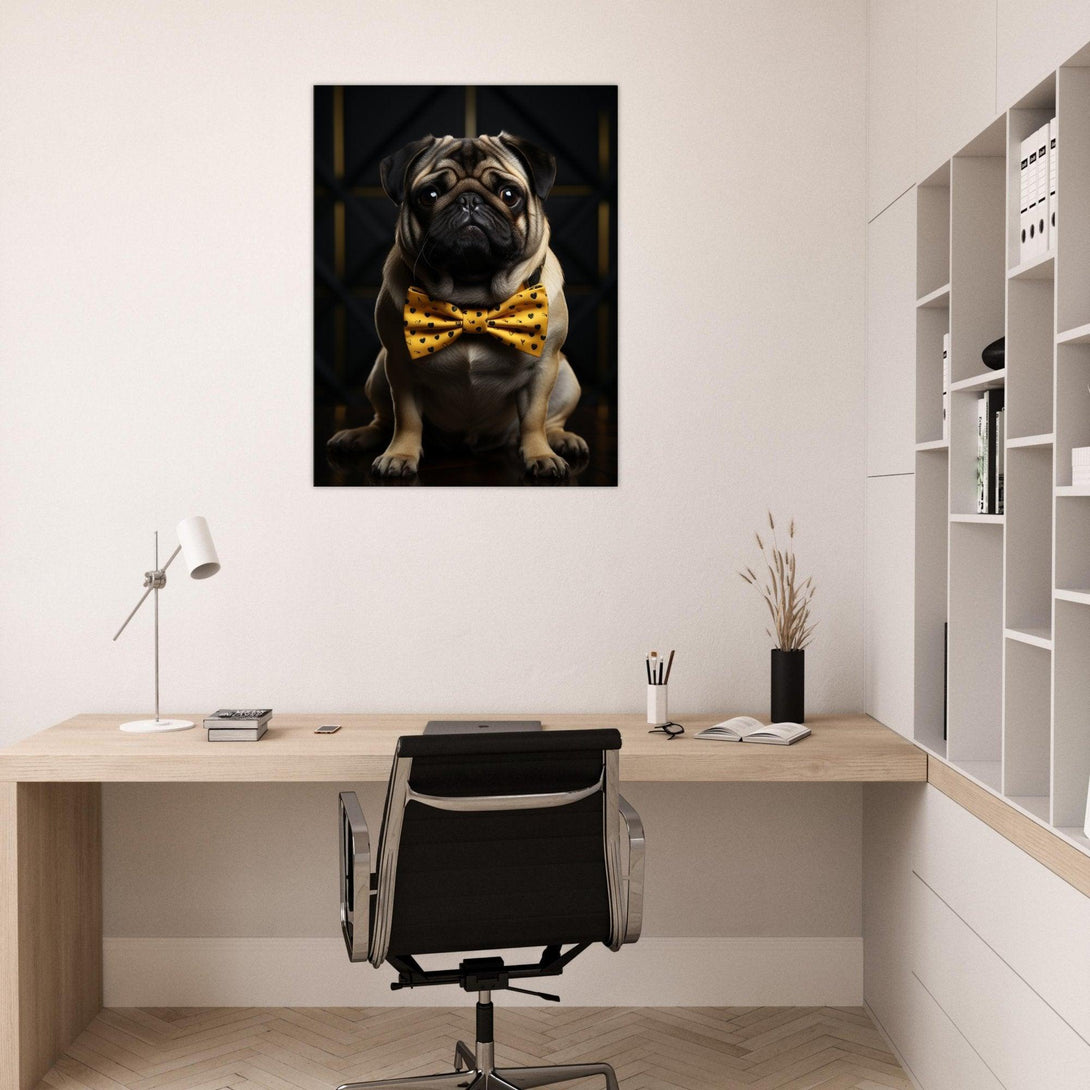 Mops mit Fliege 30x40 cm / 12x16″ / Poster auf halbmattem Papier