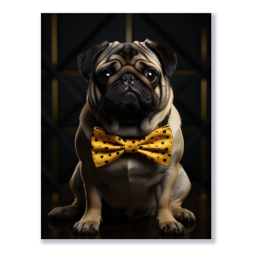 Mops mit Fliege 30x40 cm / 12x16″ / Poster auf halbmattem Papier